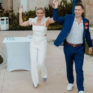 White bridal jumpsuit! Floravere M. Lin jumpsuit.